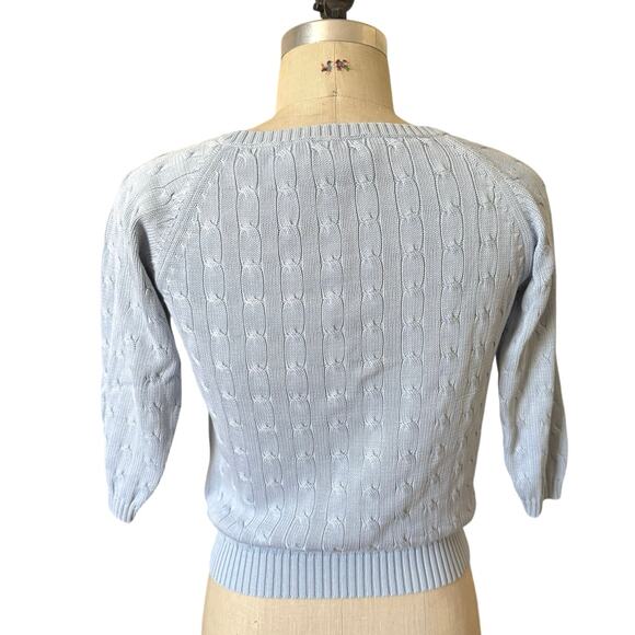 Vintage y2k Ann Taylor Cable Knit Silk/ Cotton Sweater in Pale Blue Size Small - Picture 3 of 5
